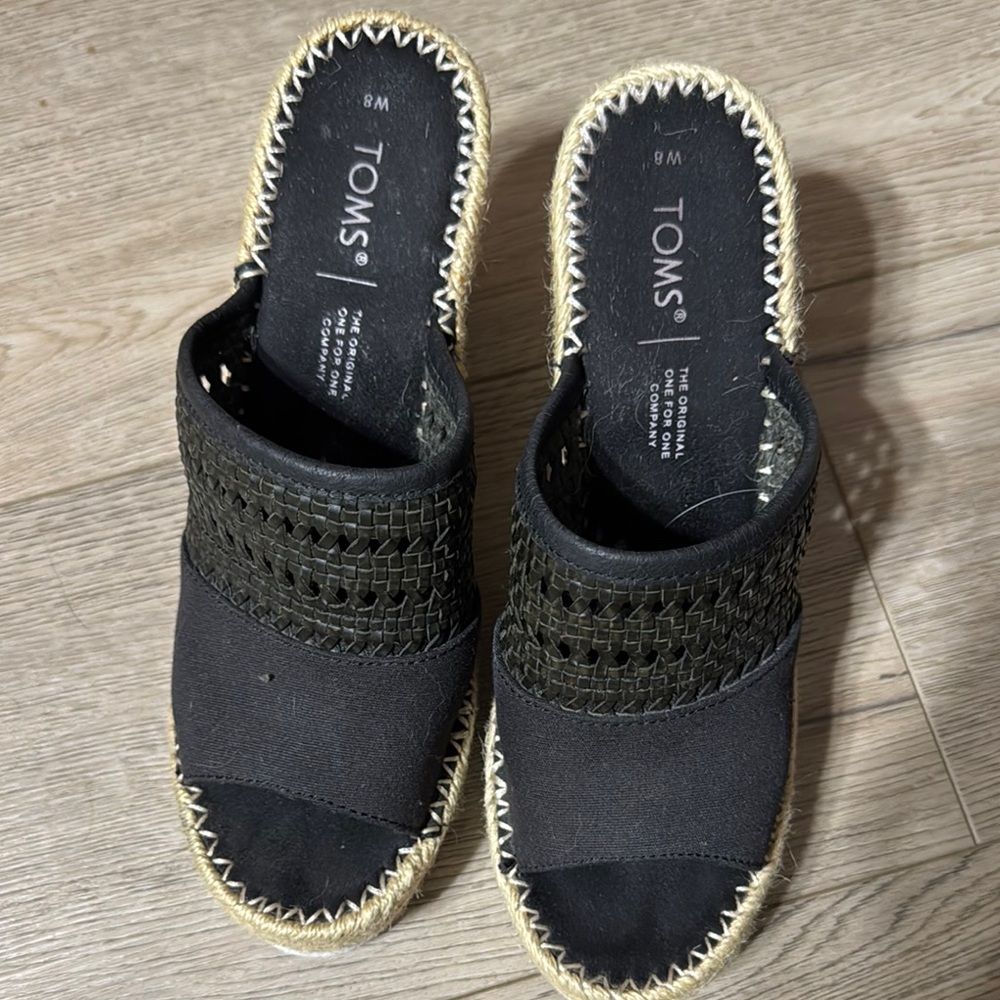 Toms Black Espadrille Slip-On Shoes